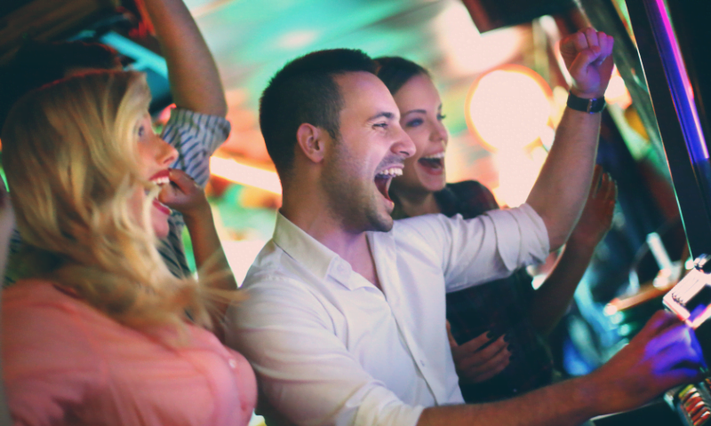 People playing at the casino slots machines