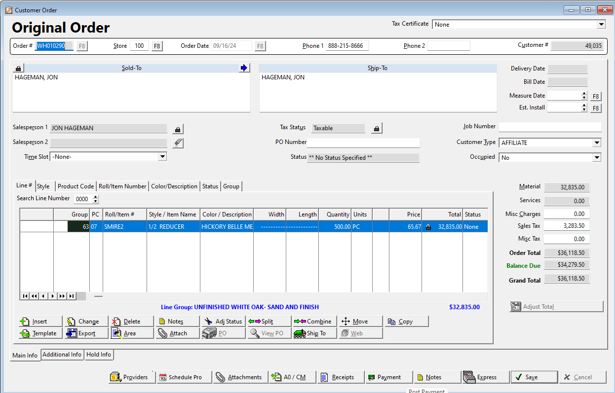 RFMS software scfeenshot